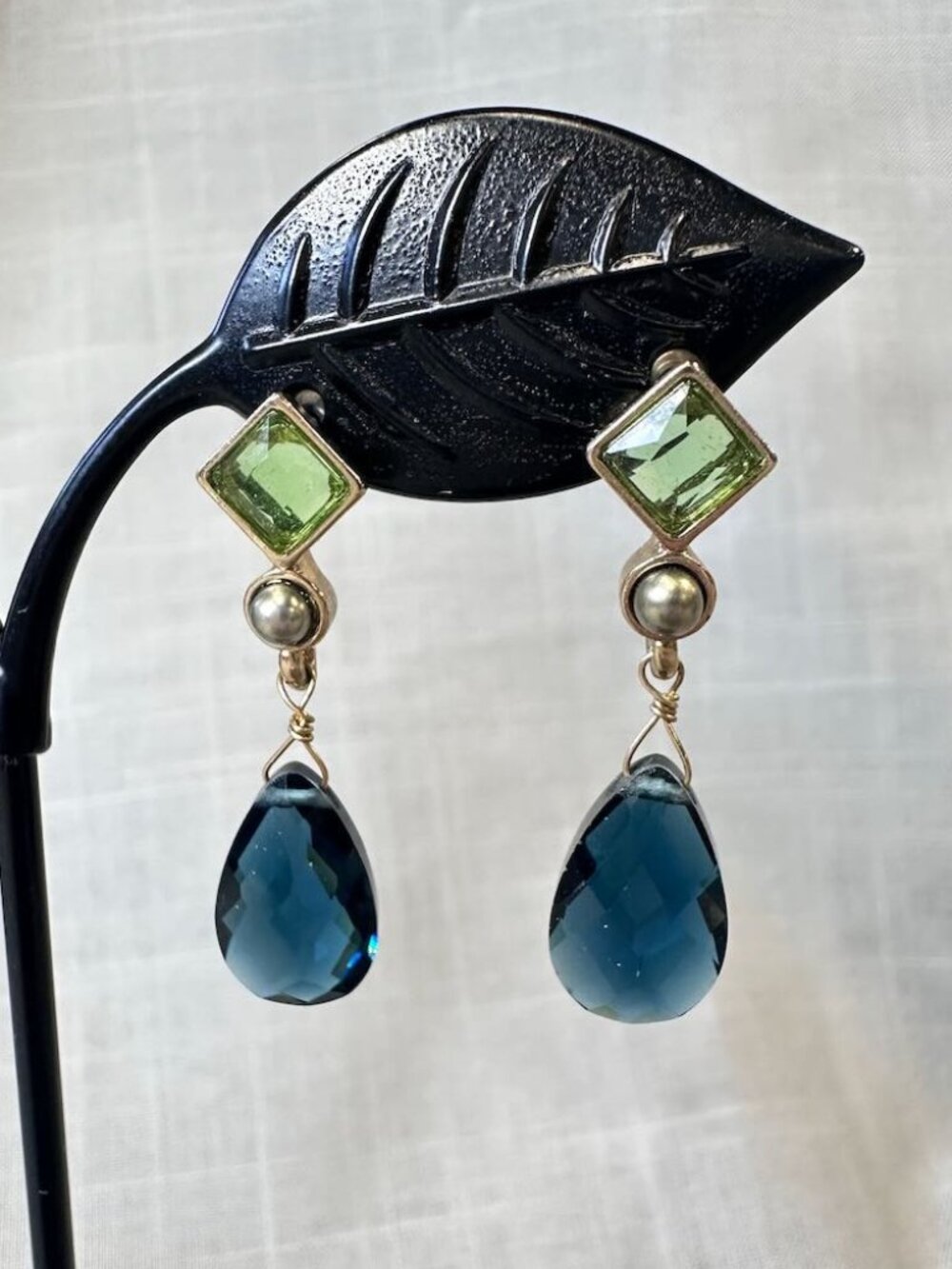 Vintage Monet Blue and Green Paste Earrings